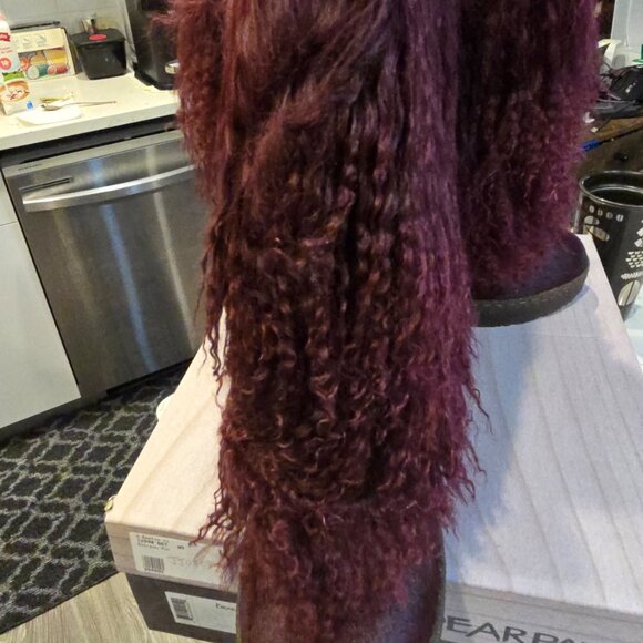 Bear Paw Women's Boots Boetis II Charcoal Wine / Plum Lamb Fur Size 5 NEW 1294W - Picture 3 of 12